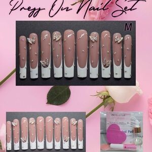 Elegant Nude and White Press On Nail Set